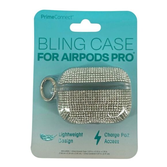 Prime Connect Silver Rhinestone Lightweight Bling Stylish Apple AirPod Pro Case - Picture 5 of 5